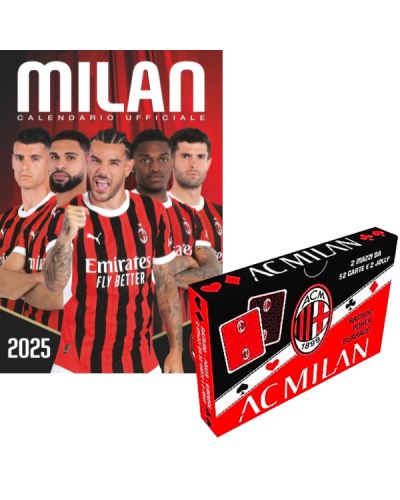 Calendario verticale Milan 2025 + Mazzo di carte